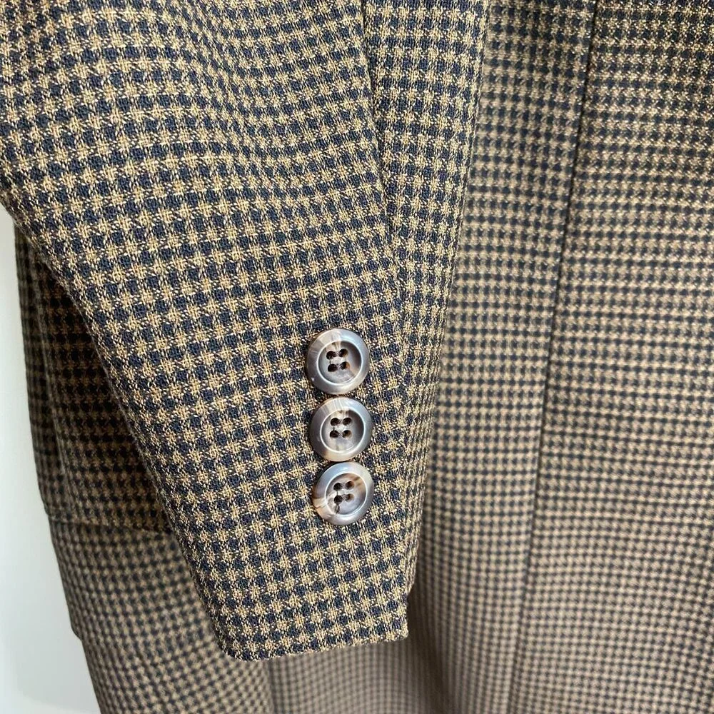 Vintage Marshall Fields 100% Wool Sport Coat Men‎ 40R Brown Herringbone 3 Button